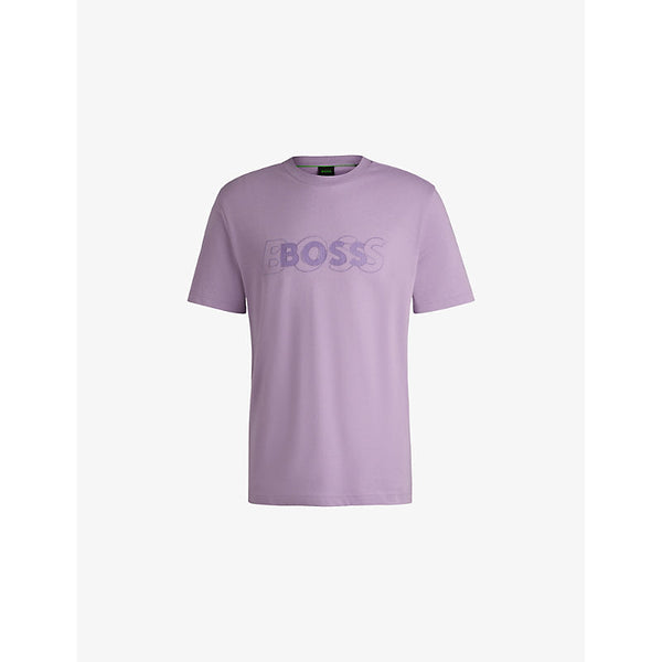 Boss Rubberised-branding regular-fit cotton-jersey T-shirt