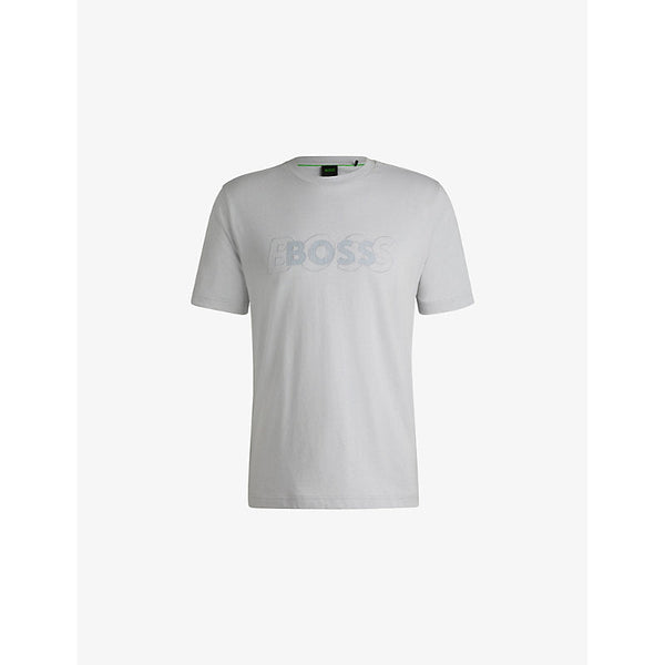 Boss Rubberised-branding regular-fit cotton-jersey T-shirt