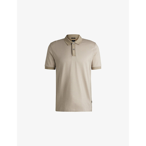 Boss Short-sleeved contrast-trim cotton polo shirt