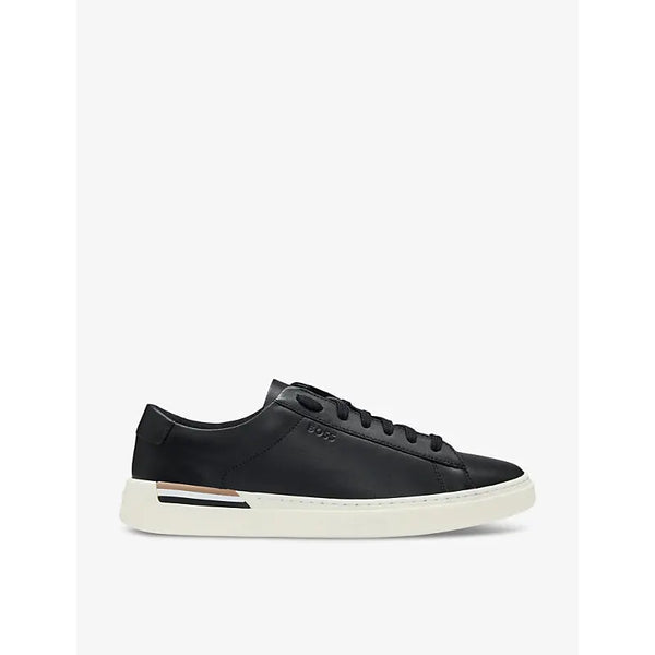 Boss Signature-stripe logo cupsole leather trainers | Boss