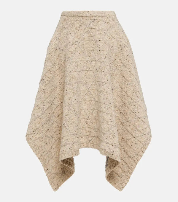 Bottega Veneta Asymmetric wool midi skirt | LYBSTORE