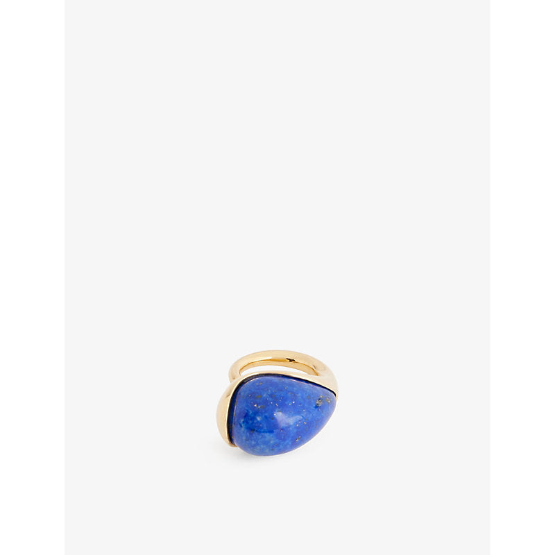 Bottega Veneta Drop 18ct yellow-gold plated sterling-silver and lapis ring