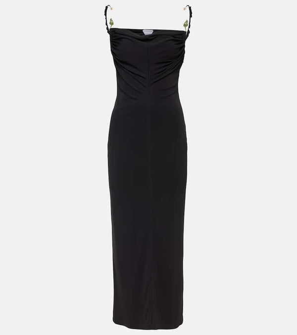 Bottega Veneta Embellished ruched crêpe maxi dress | LYBSTORE