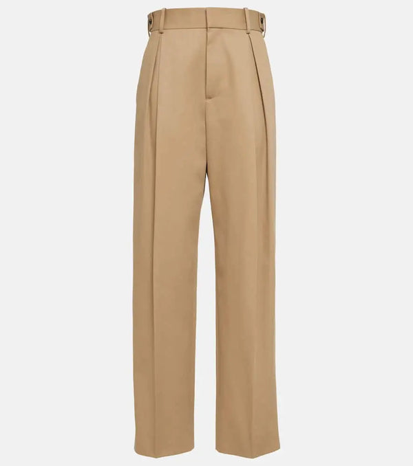 Bottega Veneta High-rise cotton twill tapered pants | LYBSTORE