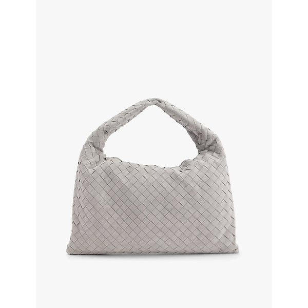 Bottega Veneta Hop intrecciato medium suede shoulder bag | LYBSTORE