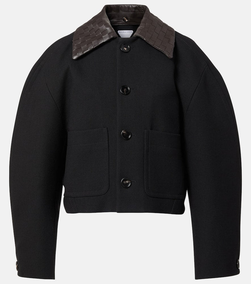 Bottega Veneta Intrecciato leather-trimmed jacket