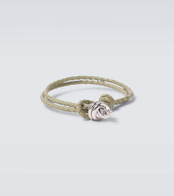 Bottega Veneta Leather-trimmed sterling silver bracelet