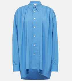 Bottega Veneta Oversized gathered cotton-blend shirt | LYBSTORE