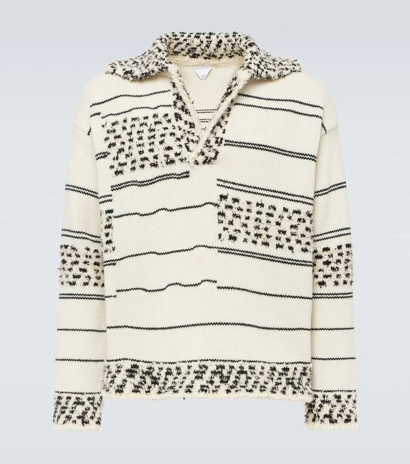 Bottega Veneta Patchwork wool and cotton-blend polo sweater