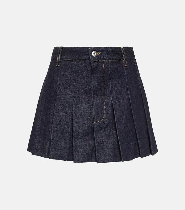 Bottega Veneta Pleated denim miniskirt | LYBSTORE