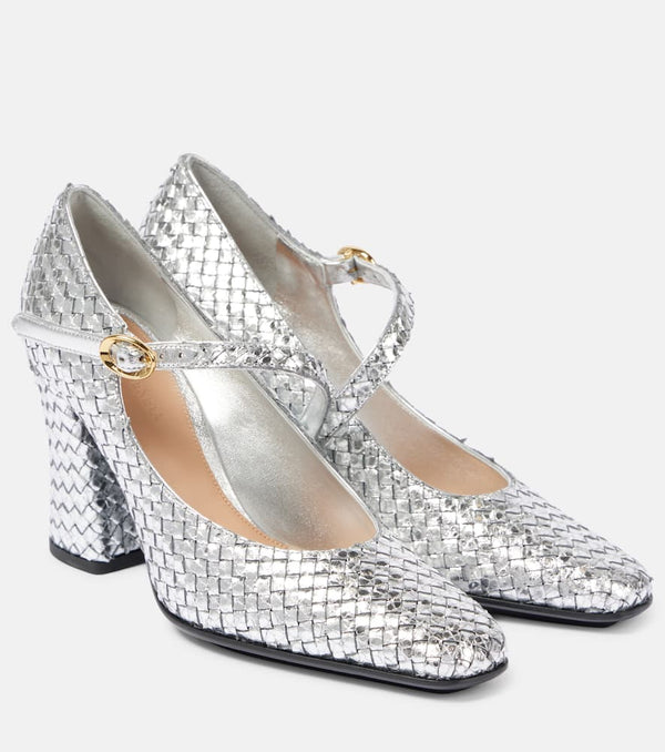 Bottega Veneta Step metallic leather Mary Jane pumps | LYBSTORE