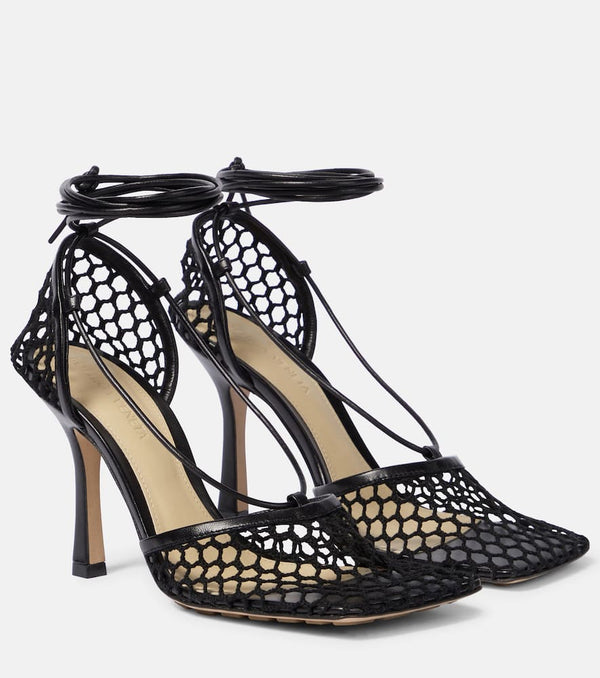 Bottega Veneta Stretch leather-trimmed mesh pumps