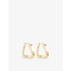 Bottega Veneta Wave triangle 18ct yellow-gold plated silver hoop earrings