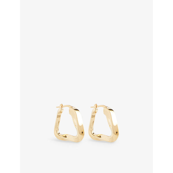 Womens Bottega Veneta Wave triangle 18ct yellow-gold plated silver hoop earrings