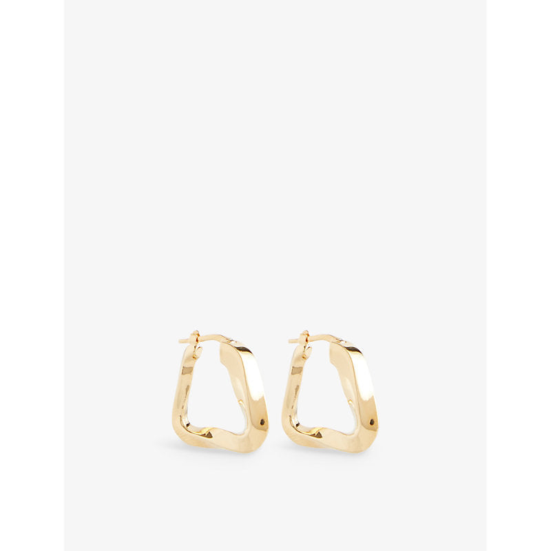 Bottega Veneta Wave triangle 18ct yellow-gold plated silver hoop earrings