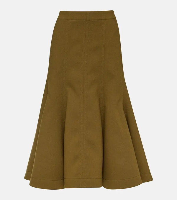 Bottega Veneta Wool crêpe midi skirt | LYBSTORE