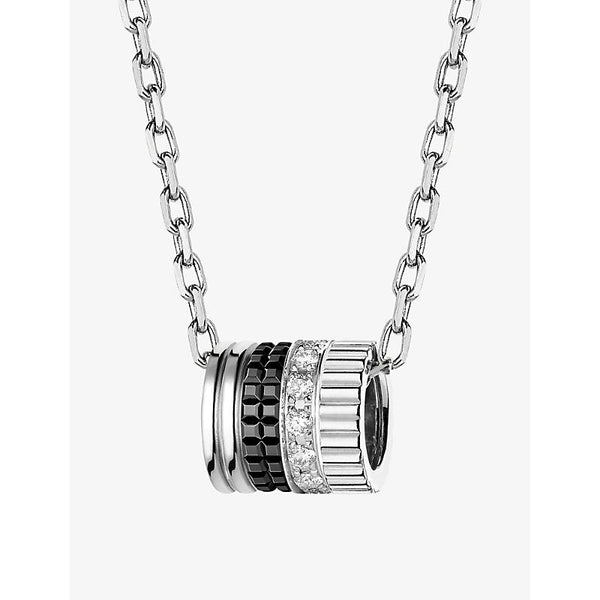 Boucheron Quatre Black Edition 18ct white-gold, ceramic and 0.17ct diamond pendant necklace