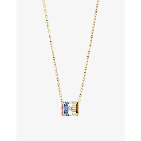 Boucheron Quatre Blue Edition 18ct rose-gold, yellow-gold, white-gold, ceramic and 0.01ct diamond pendant necklace