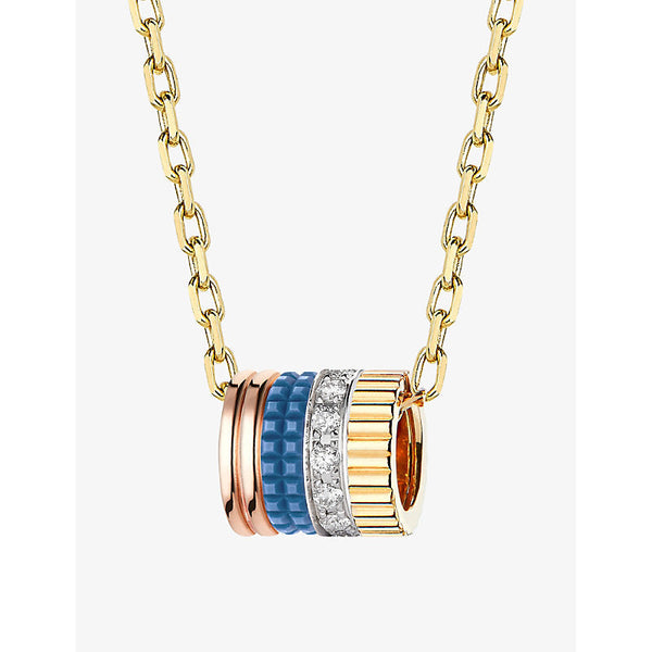 Boucheron Quatre Blue Edition 18ct yellow, white and rose-gold, ceramic and 0.17ct diamond pendant necklace