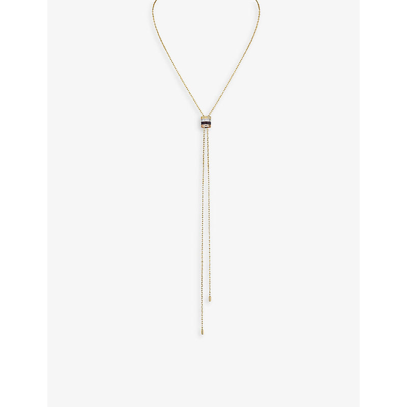 Boucheron Quatre Classique 18ct yellow-gold, white-gold, rose-gold, PVD and 0.18ct diamond tie necklace | LYBSTORE