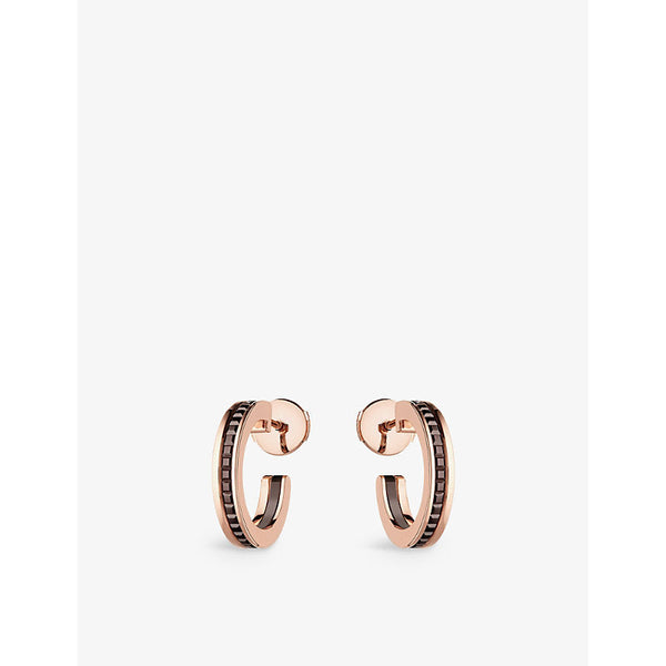 Boucheron Quatre Classique PVD-coated 18ct yellow and pink-gold hoop earrings | LYBSTORE