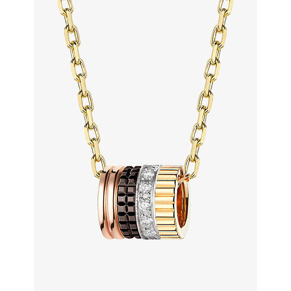 Boucheron Quatre Classique PVD-coated 18ct yellow, white and pink-gold and 0.17ct brilliant-cut diamond pendant necklace