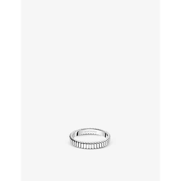 Boucheron Quatre Grosgrain 18ct white gold wedding band | LYBSTORE