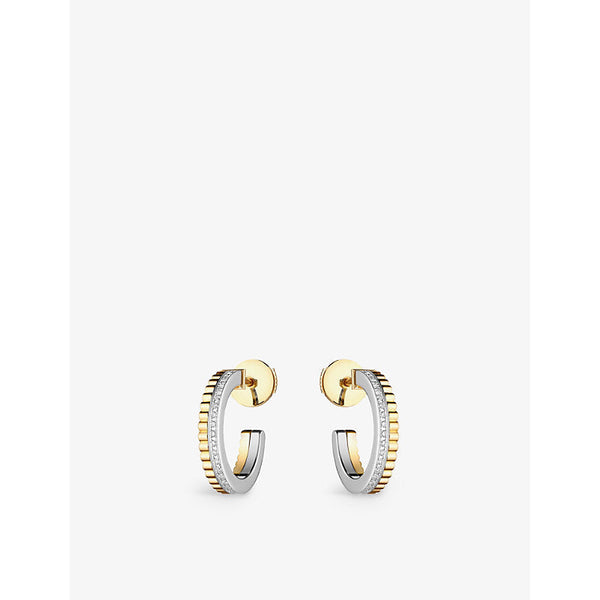 Boucheron Quatre Radiant Edition 18ct yellow and white-gold 0.24ct diamond hoop earrings