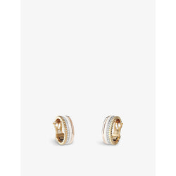 Boucheron Quatre White Edition 18ct white-gold, rose-gold, yellow-gold, ceramic and 0.36ct diamond hoop earrings | LYBSTORE