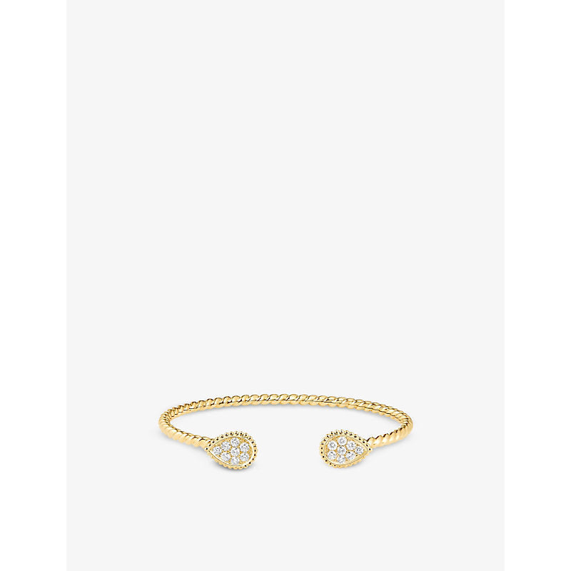 Boucheron Serpent Boh&egrave;me Diamants S 18ct yellow-gold and 0.64ct round diamond bangle | LYBSTORE