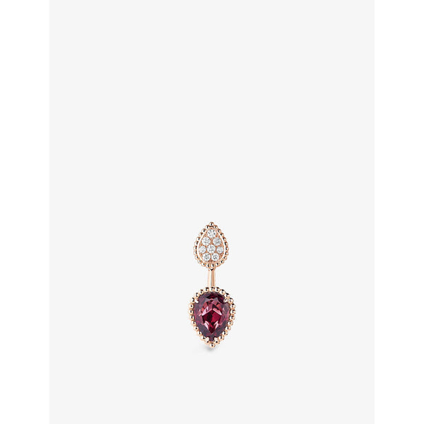 Boucheron Serpent Bohème 18ct rose-gold, 0.17ct diamond and 2.20ct rhodolite garnet single earring