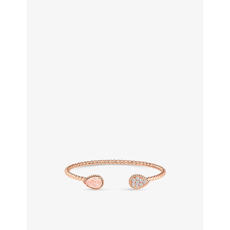 Boucheron Serpent Boheme 18ct rose-gold, 0.33ct brilliant-cut diamond and 1.36ct pink quartz bracelet | LYBSTORE