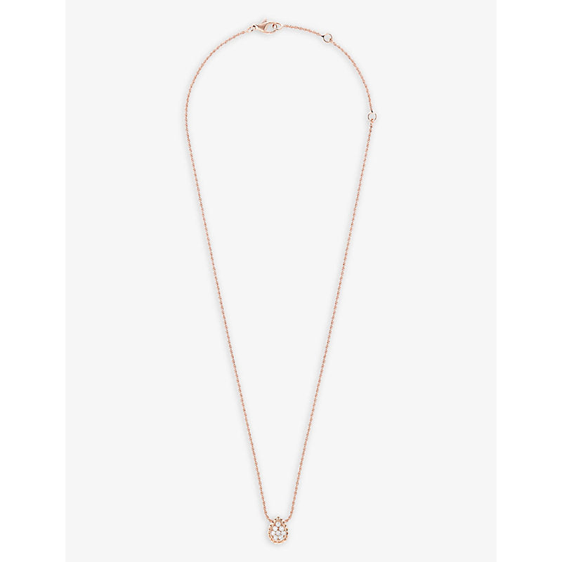 Boucheron Serpent Bohème 18ct rose-gold and 0.14ct diamond pendant necklace | LYBSTORE