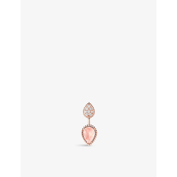 Boucheron Serpent Boheme 18ct rose-gold,0.16ct brilliant-cut diamond and 1.5ct pink quartz earrings