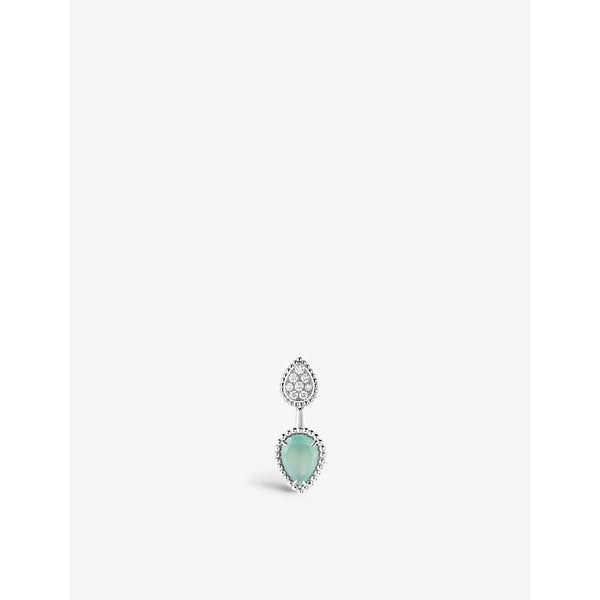 Boucheron Serpent Bohème 18ct white-gold, 0.16ct diamond and 1.53ct aquaprase single stud earring