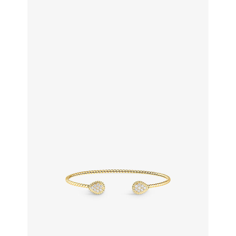 Boucheron Serpent Bohème 18ct yellow-gold and 0.27ct brilliant-cut diamond bangle bracelet