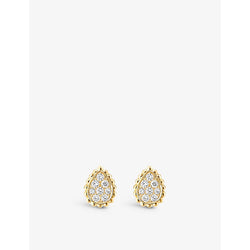 Boucheron Serpent Bohème 18ct yellow-gold and diamond stud earrings | LYBSTORE