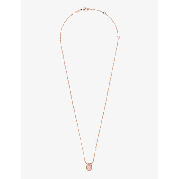 Boucheron Serpent Boheme extra-small 18ct rose-gold, 0.03ct brilliant-cut diamond and 0.77ct pink quartz pendant necklace