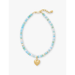 Womens Brinker And Eliza June heart 24ct yellow gold-plated brass and bead medallion necklace