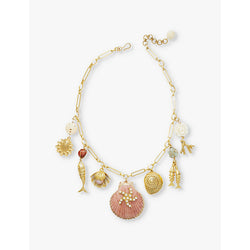 Womens Brinker And Eliza Montauk shell-embellished 24ct yellow gold-plated brass pendant necklace