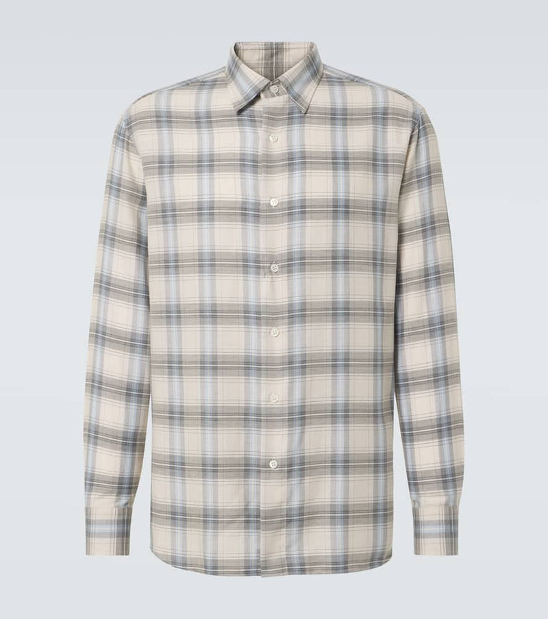 Brioni Checked cotton and cashmere shirt