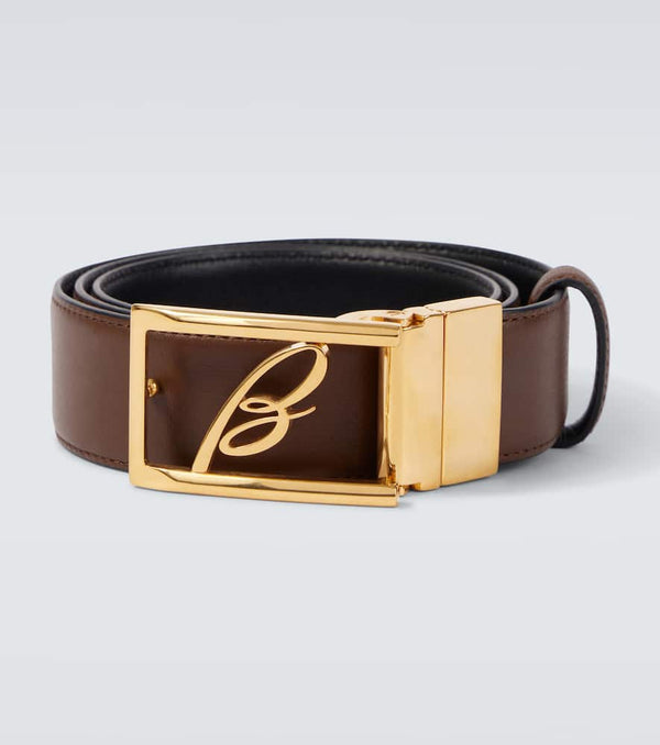 Brioni Logo reversible leather belt