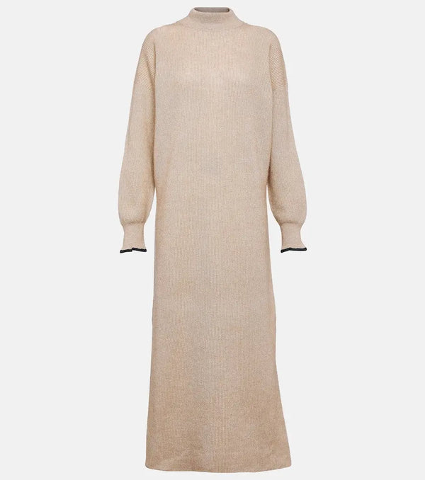 Brunello Cucinelli Alpaca and cotton midi dress | LYBSTORE