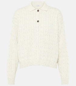 Brunello Cucinelli Cable-knit cotton-blend polo sweater | LYBSTORE