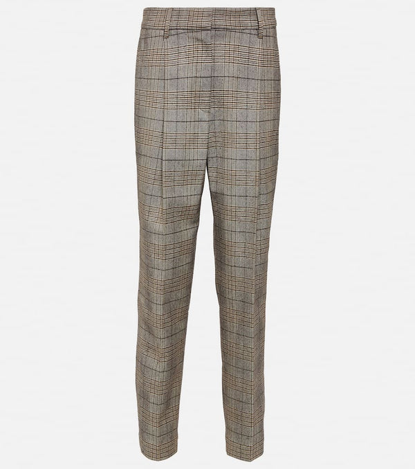 Brunello Cucinelli Checked wool and cotton-blend pants