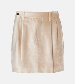 Brunello Cucinelli Cotton-blend velvet miniskirt | LYBSTORE