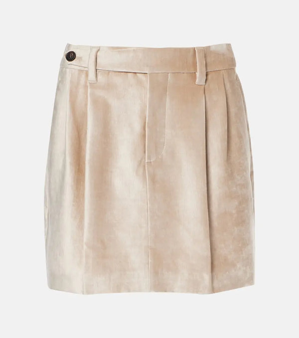 Brunello Cucinelli Cotton-blend velvet miniskirt | LYBSTORE