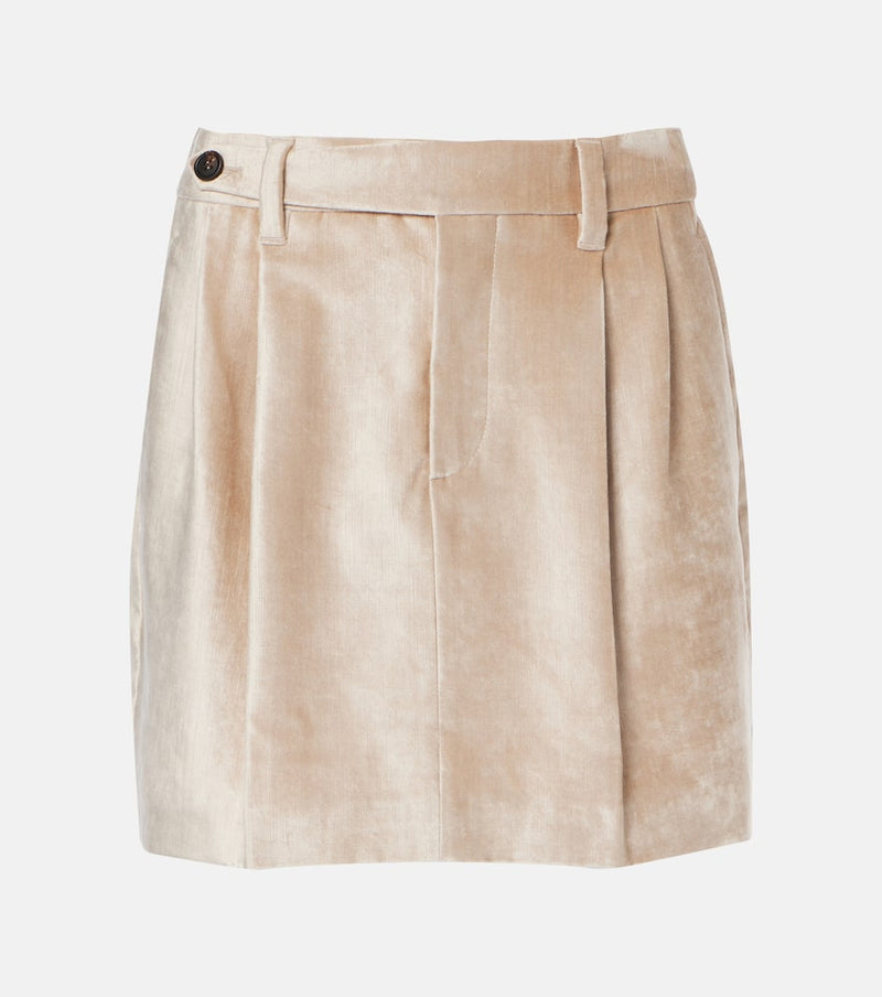 Brunello Cucinelli Cotton-blend velvet miniskirt