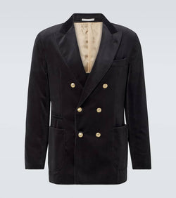 Brunello Cucinelli Double-breasted cotton velvet blazer