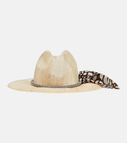 Brunello Cucinelli Embellished hemp canvas hat